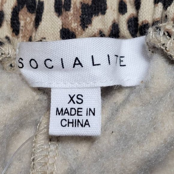 Socialite Womens Jogger Pants Brown High Rise Drawstring Leopard Print XS New - Picture 8 of 10
